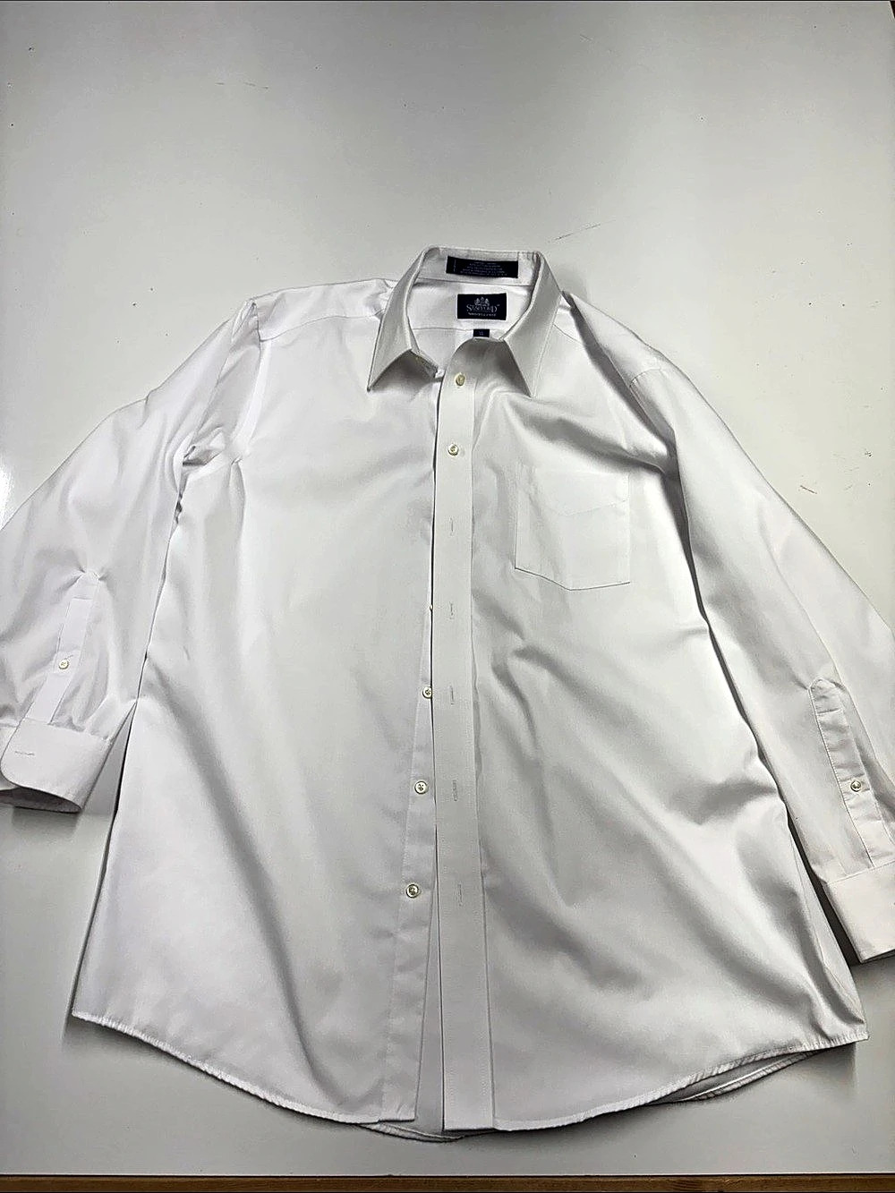 Stafford Wrinkle-Free Pinpoint Oxford Dress Shirt Men's White Dress Shirt 17 33